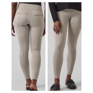 Athleta Delancey Herringbone Beige High Rise Legging Tights Size Medium NWT